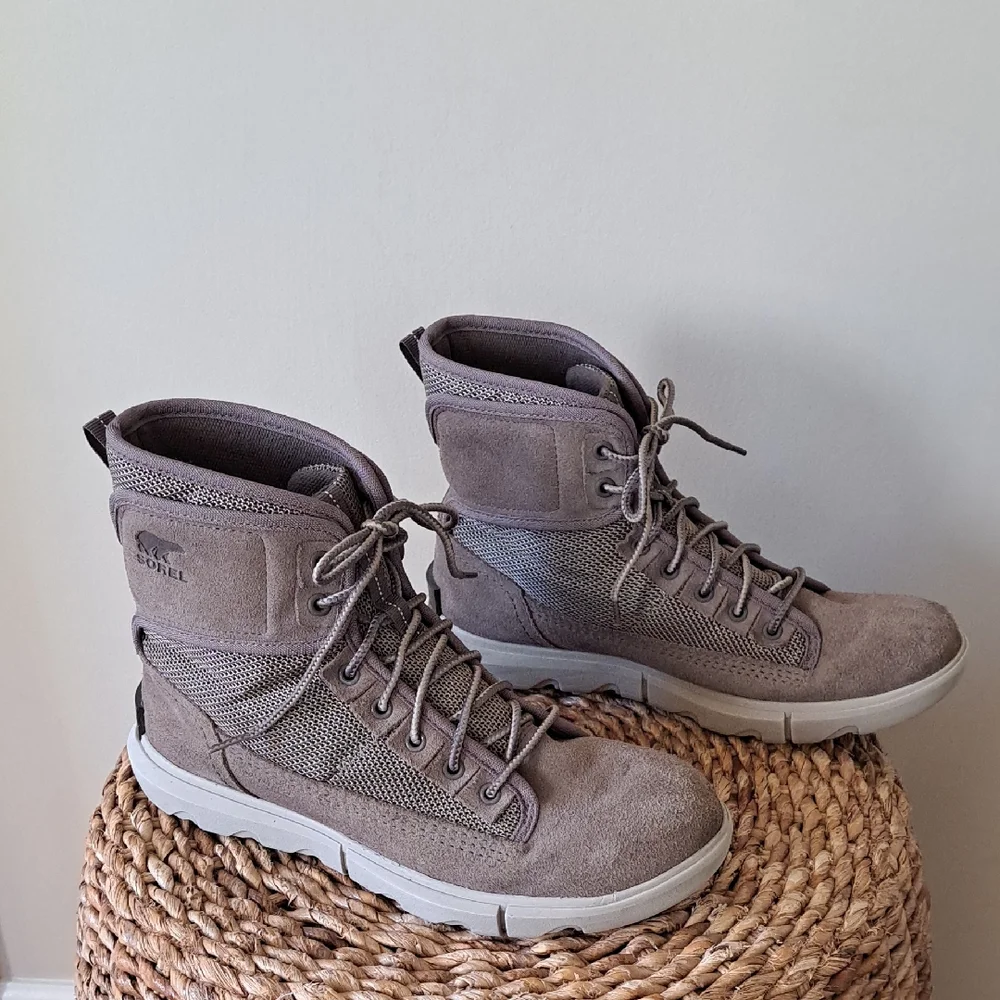 Sorel Mens Explorer Mission Waterproof Taupe Grey Suede Hiking/Active‎ Boots 9.5